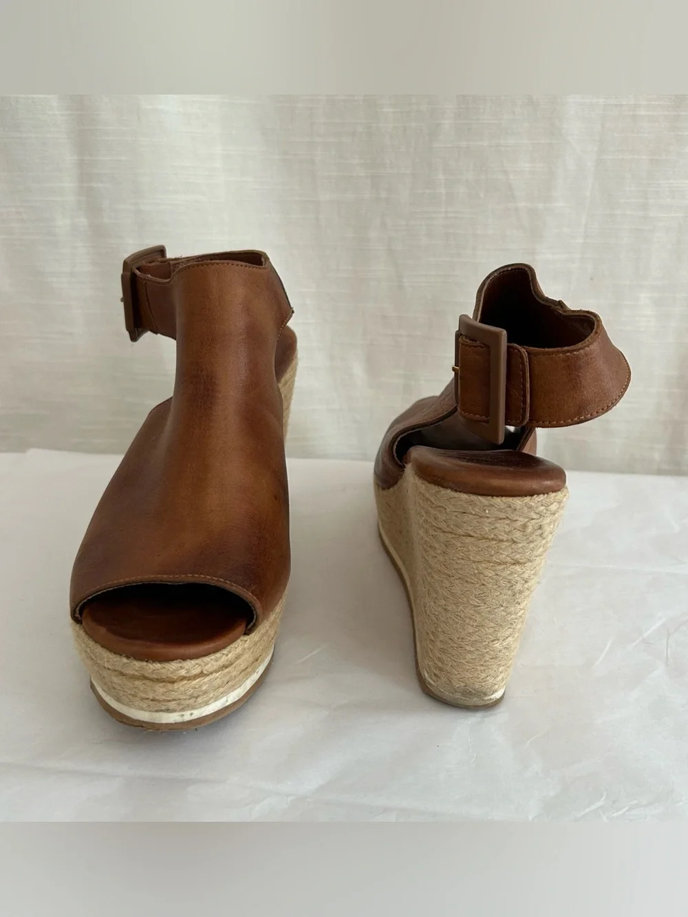Tsakiris‎ Mallas Women’s Neutral Brown Leather Espadrille Wedge Sandals